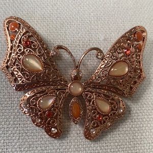 Gorgeous rosegold butterfly Cabochon rhinestone pin brooch